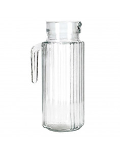 Tradineur - Jarra frigo de cristal, almacenar y servir agua, zumo, refrescos, nevera, frigorífico - 23,5 x 12 x 7,5 cm - 1 litro