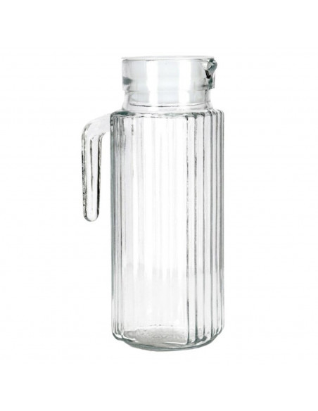 Tradineur - Jarra frigo de cristal, almacenar y servir agua, zumo, refrescos, nevera, frigorífico - 23,5 x 12 x 7,5 cm - 1 litro