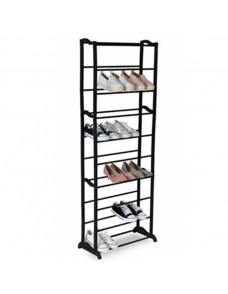 Tradineur - Zapatero de plástico con varillas metálicas, 10 niveles, soporte para 30 pares de calzado, estantería para zapatos,