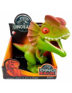 Tradineur - Dinosaurio de juguete - Modelo Dilophosaurus - Fabricado en España - 15,5 x 19 x 10 cm - Color Verde