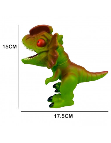 Tradineur - Dinosaurio de juguete - Modelo Dilophosaurus - Fabricado en España - 15,5 x 19 x 10 cm - Color Verde