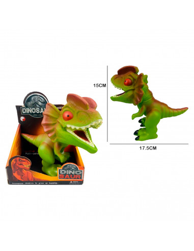 Tradineur - Dinosaurio de juguete - Modelo Dilophosaurus - Fabricado en España - 15,5 x 19 x 10 cm - Color Verde