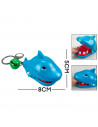 Tradineur - Mini Tiburon con sacamuelas y llavero - Fabricado en plástico - Portable, Tamaño compacto - Color Azul