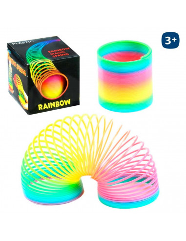 Tradineur - Muelle Arcoiris espiral - Fabricado en Plástico - Perfecto para que los niños jueguen en interiores o exteriores - M
