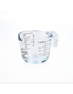 Jarra medidora con diferentes tipos de medidas, con capacidad de 250 ml, de 7,8 x 9 x 13 cm. Vaso medidor con asa válido para mi