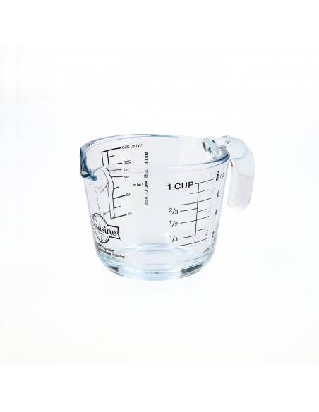 Jarra medidora con diferentes tipos de medidas, con capacidad de 250 ml, de 7,8 x 9 x 13 cm. Vaso medidor con asa válido para mi