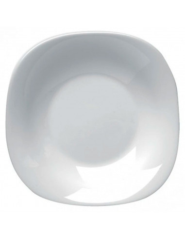 Tradineur - Plato hondo de cerámica modelo "Parma", resistente, vajilla de cocina, apto para lavavajillas y microondas (Blanco,