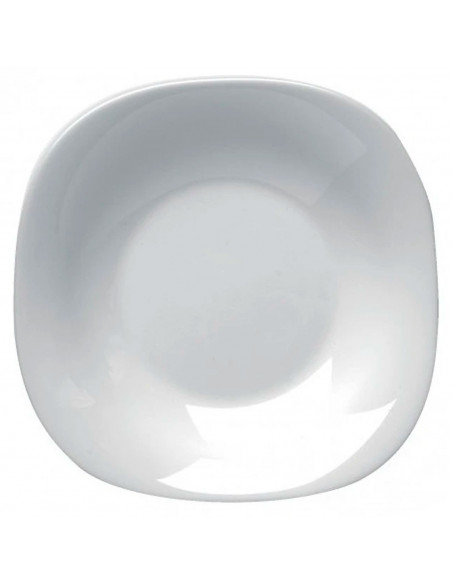 Tradineur - Plato hondo de cerámica modelo "Parma", resistente, vajilla de cocina, apto para lavavajillas y microondas (Blanco,