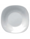 Tradineur - Plato hondo de cerámica modelo "Parma", resistente, vajilla de cocina, apto para lavavajillas y microondas (Blanco,