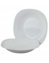 Tradineur - Plato hondo de cerámica modelo "Parma", resistente, vajilla de cocina, apto para lavavajillas y microondas (Blanco,
