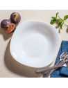Tradineur - Plato hondo de cerámica modelo "Parma", resistente, vajilla de cocina, apto para lavavajillas y microondas (Blanco,