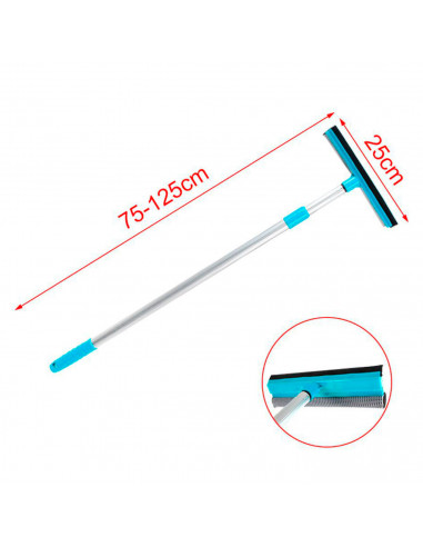 Tradineur - Limpiacristales extensible con palo telescópico de aluminio, escobilla de goma y almohadilla de espuma, limpieza de