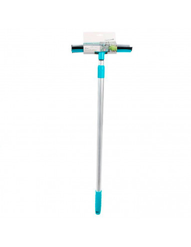 Tradineur - Limpiacristales extensible con mango telescópico de aluminio, escobilla de goma y almohadilla de espuma, limpieza de