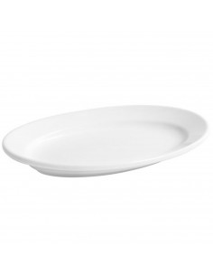Tradineur - Fuente ovalada "Elba" de vidrio opal, bandeja para servir, extra resistente, vajilla de cocina, apta para lavavajill
