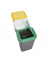 Cubo de basura para reciclaje plástico gris, Set 3 papeleras de reciclaje 75 Litros, 47,5  x 77  x 33  cm
