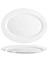 Tradineur - Fuente ovalada "Elba" de vidrio opal, bandeja para servir, extra resistente, vajilla de cocina, apta para lavavajill