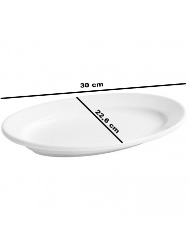 Tradineur - Fuente ovalada "Elba" de vidrio opal, bandeja para servir, extra resistente, vajilla de cocina, apta para lavavajill