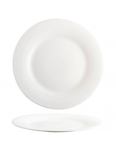 Tradineur - Plato llano redondo "Elba" de vidrio opal, extra resistente, vajilla de cocina, apto para lavavajillas y microondas