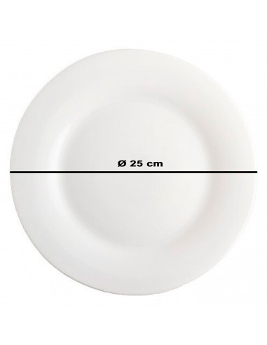 Tradineur - Plato llano redondo "Elba" de vidrio opal, extra resistente, vajilla de cocina, apto para lavavajillas y microondas