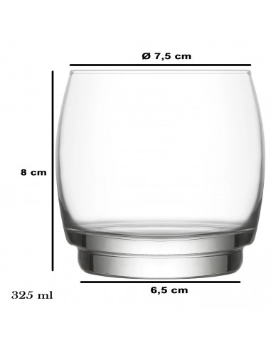 Tradineur - Set de 6 vasos de cristal con base gruesa, modelo Lune, resistentes, aptos para lavavajillas, servir whisky, licores