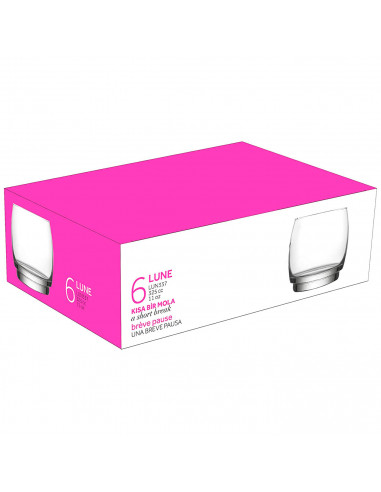 Tradineur - Set de 6 vasos de cristal con base gruesa, modelo Lune, resistentes, aptos para lavavajillas, servir whisky, licores