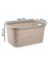 Tradineur - Cesta de plástico "Rattan" con asas, recipiente para la colada, diseño imitación de mimbre, lavandería, hogar, fabri