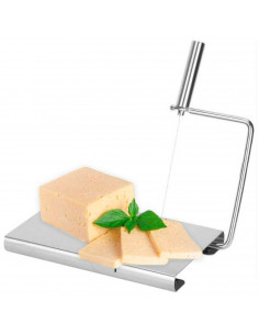 Tradineur - Cortador de queso manual, guillotina de acero inoxidable, incluye 5 hilos de repuesto, corte ajustable, cortar mante
