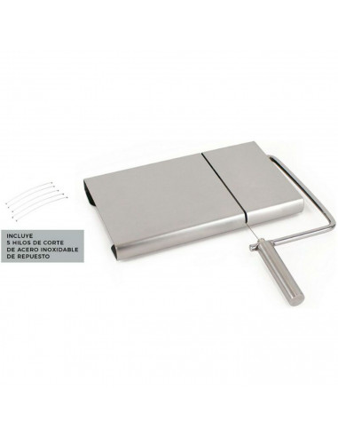 Tradineur - Cortador de queso manual, guillotina de acero inoxidable, incluye 5 hilos de repuesto, corte ajustable, cortar mante