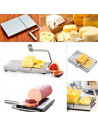 Tradineur - Cortador de queso manual, guillotina de acero inoxidable, incluye 5 hilos de repuesto, corte ajustable, cortar mante
