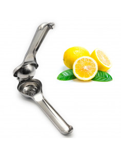 Tradineur - Exprimidor manual de limones, exprimidor de acero inoxidable con mango, cítricos, limas, cócteles, cocina, diseñado