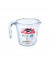 Jarra de vidrio medidora con capacidad de 500 ml, con diferentes tipos de medidas, de 12 x 12 x 16 cm. Vaso medidor con asa váli