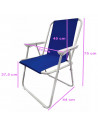 Tradineur - Silla de playa plegable, estructura metálica blanca y asiento de tela, ligera y resistente, máx. 110 kg, jardín, pes