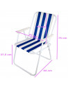 Tradineur - Silla de playa plegable, diseño a rayas, estructura metálica blanca y asiento de tela, ligera y resistente, máx. 110