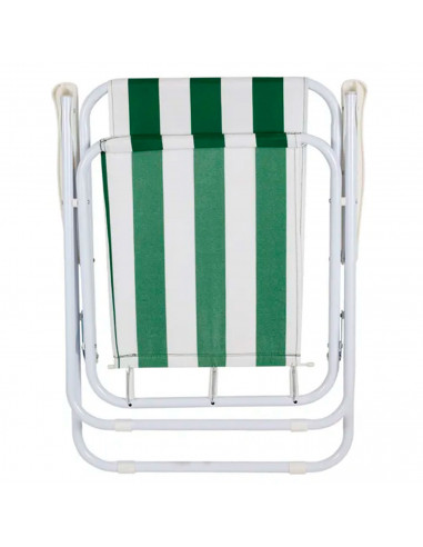 Tradineur - Silla de playa plegable, diseño a rayas, estructura metálica blanca y asiento de tela, ligera y resistente, máx. 110
