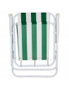 Tradineur - Silla de playa plegable, diseño a rayas, estructura metálica blanca y asiento de tela, ligera y resistente, máx. 110