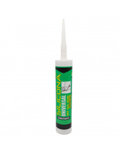 Tradineur - Bote de silicona universal en cartucho, incluye cánula, sellador acético, rellenador, alicatados, cocina, baño, vent