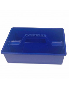 Tradineur - Bandeja portautensilios grande de plástico con asa, recipiente para transportar distintos utensilios, 10 x 22 x 36 c