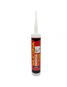 Tradineur - Bote de silicona universal en cartucho con cánula, sellador acético, rellenador, alicatados, cocina, baño, ventanas,