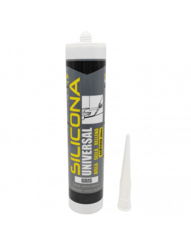 Tradineur - Bote de silicona universal en cartucho, sellador acético, incluye cánula, rellenador, alicatados, cocina, baño, vent