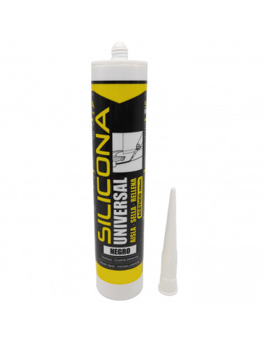 Tradineur - Bote de silicona universal en cartucho, sellador acético con cánula, rellenador, alicatados, cocina, baño, ventanas,