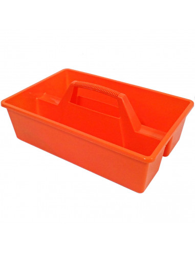 Tradineur - Bandeja portautensilios grande de plástico con asa, recipiente para transportar distintos utensilios, 10 x 22 x 36 c