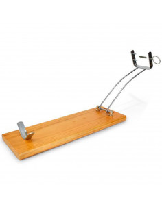 Soporte jamonero de madera y metal plegable, de 48 ,5 x 16,5 cm. Soporte para patas de jamón con parte de metal ajustable. Base