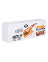 Soporte jamonero de madera y metal plegable, de 48 ,5 x 16,5 cm. Soporte para patas de jamón con parte de metal ajustable. Base