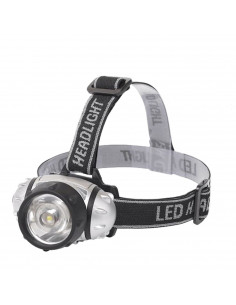 Linterna de cabeza con 1 led de 1,8W, con luz fría y potencia de 110 lúmenes, de 6 x 8 cm. Cinta con luz para distintas funcione