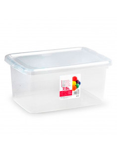 Tradineur - Caja de plástico con tapa - N.º 28 transparente - cajón de almacenaje, ordenación, almacenamiento, objetos - 7,5 lit