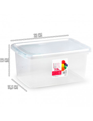 Tradineur - Caja de plástico con tapa - N.º 28 transparente - cajón de almacenaje, ordenación, almacenamiento, objetos - 7,5 lit