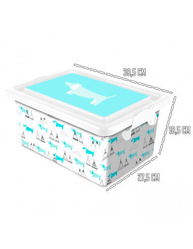 Tradineur  Caja de almacenamiento  Diseño Perro  Capacidad de 13 Litros  Fabricado en España - Contenedor para almacenar jug