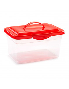 Tradineur - Caja de almacenamiento transparente con tapa en color aleatorio - N.º 25 - Capacidad de 9 Litros - 23,5 x 35,5 x 20