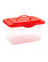 Tradineur - Caja de almacenamiento transparente con tapa en color aleatorio - N.º 25 - Capacidad de 9 Litros - 23,5 x 35,5 x 20