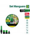 Tradineur - Manguera de riego flexible de 3 capas con 4 accesorios, PVC, regar jardín, huerto, lavar coche, labores agrícolas, 2